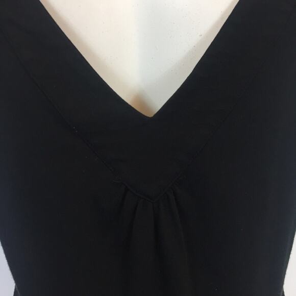 Ann Taylor Loft Black v neck top lace trim - Picture 5 of 6